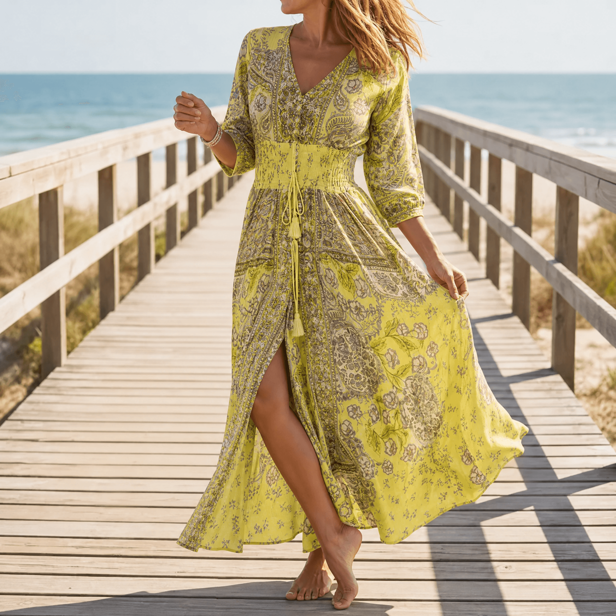 Floressa – Flowy Floral V Neck Maxi Dress
