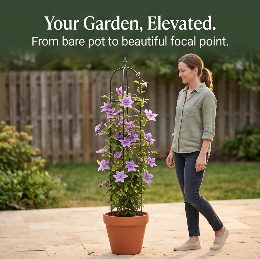Floretta - Garden Obelisk Trellis for Climbing Plants, Plastic-Coated Steel