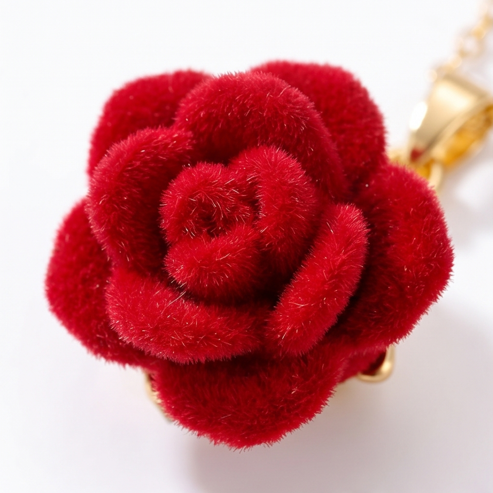 Florevia – Velvet Rose Pendant Necklace