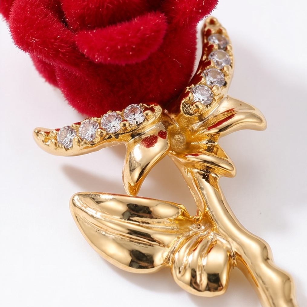 Florevia – Velvet Rose Pendant Necklace