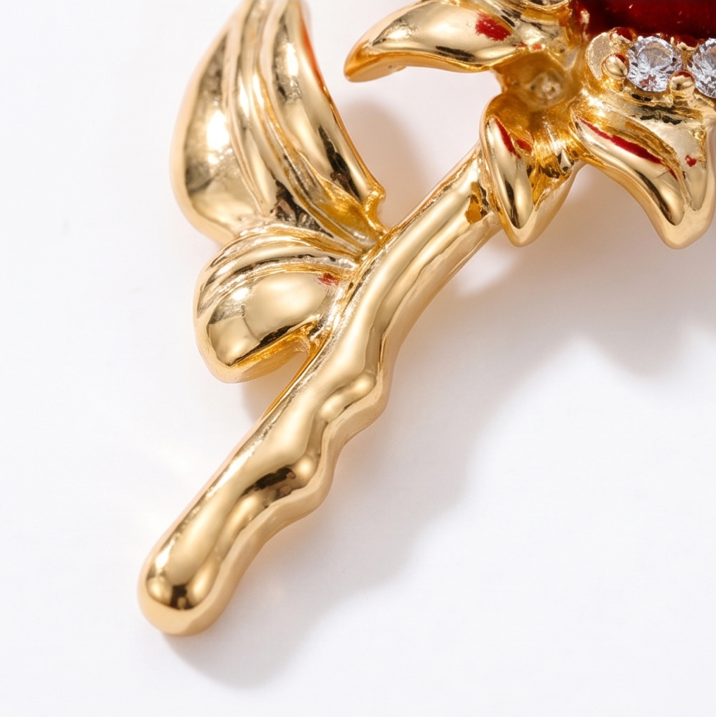 Florevia – Velvet Rose Pendant Necklace