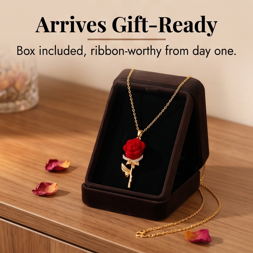 Florevia – Velvet Rose Pendant Necklace