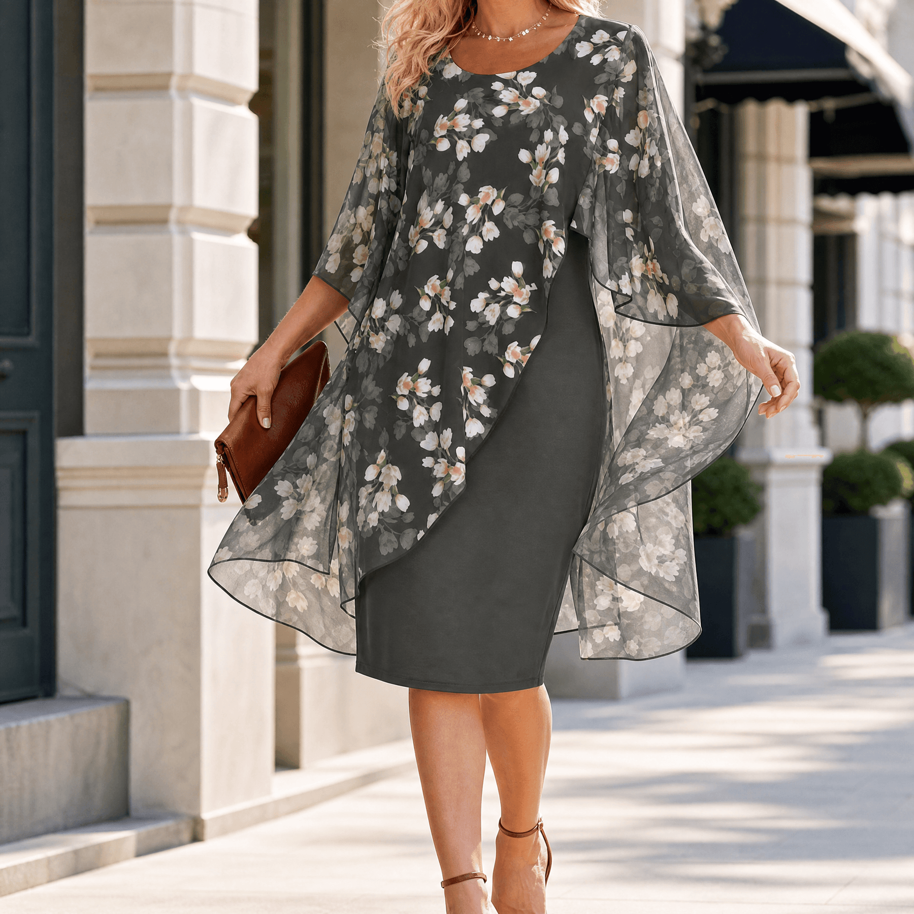 Florevia – Women's Elegant Overlay Sheath Dress
