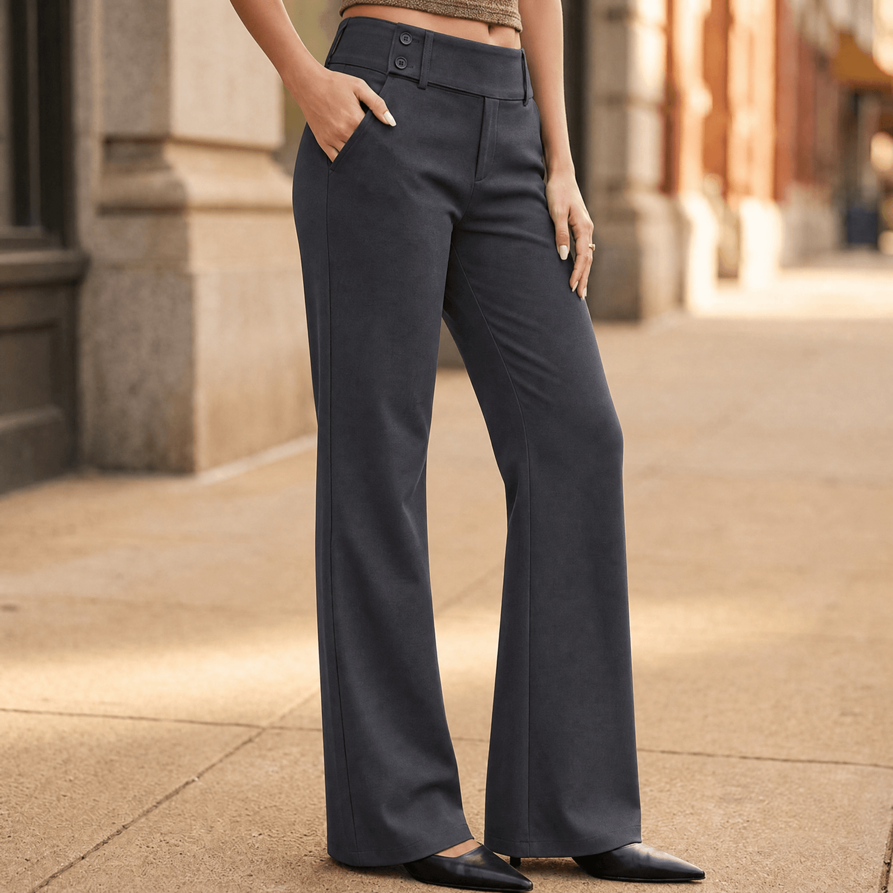 Florevia Women's Elongating Wide-Leg Flare Pants