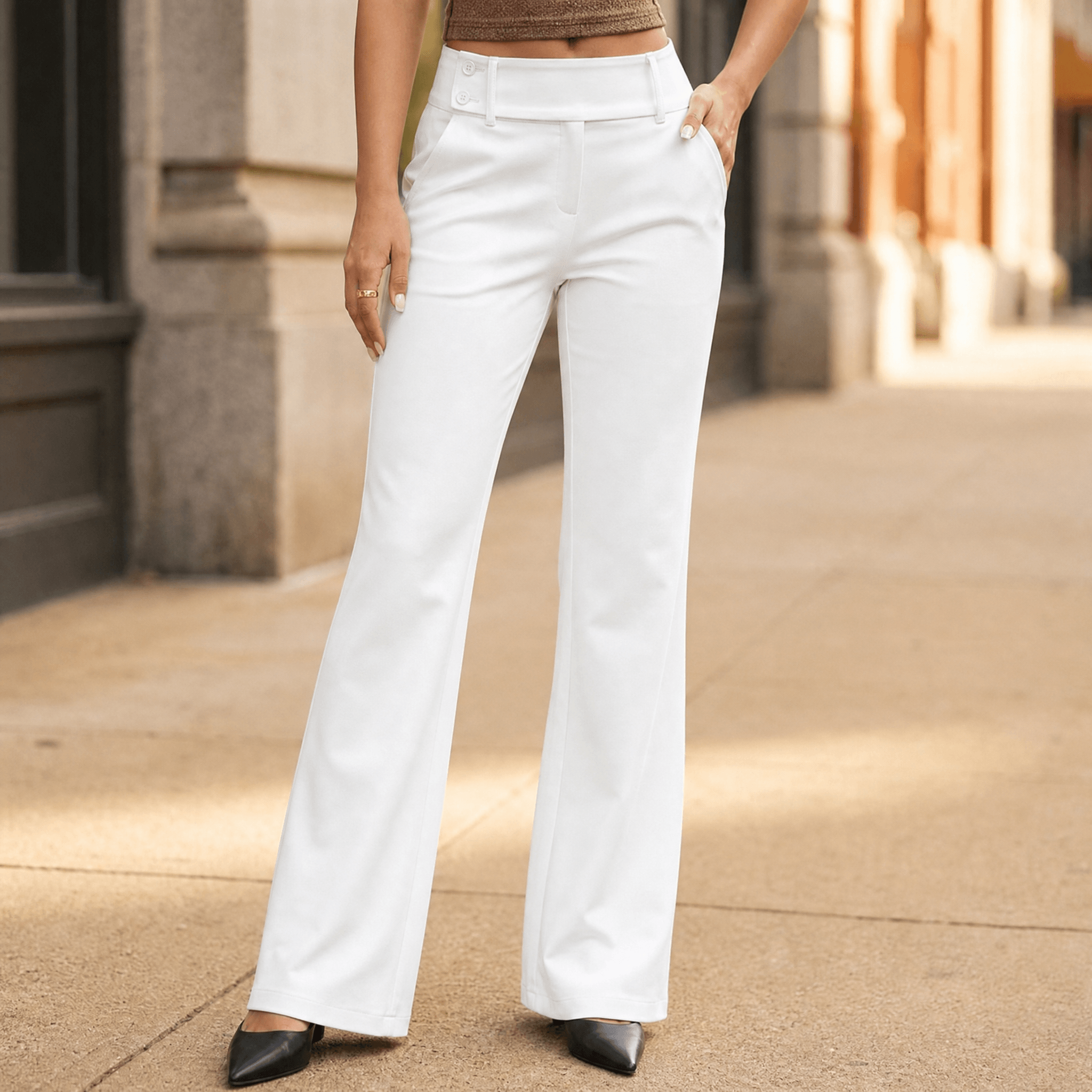 Florevia Women's Elongating Wide-Leg Flare Pants
