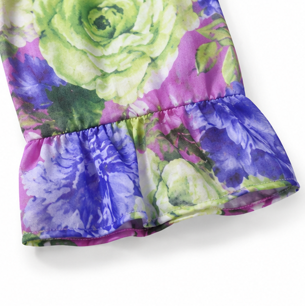 Floriana – Floral V-Neck Smocked Waist Mini Dress with Ruffle Hem