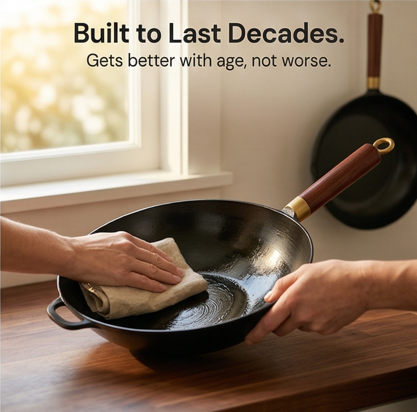 Forgehome – Deep Belly Cast Iron Wok with Lid