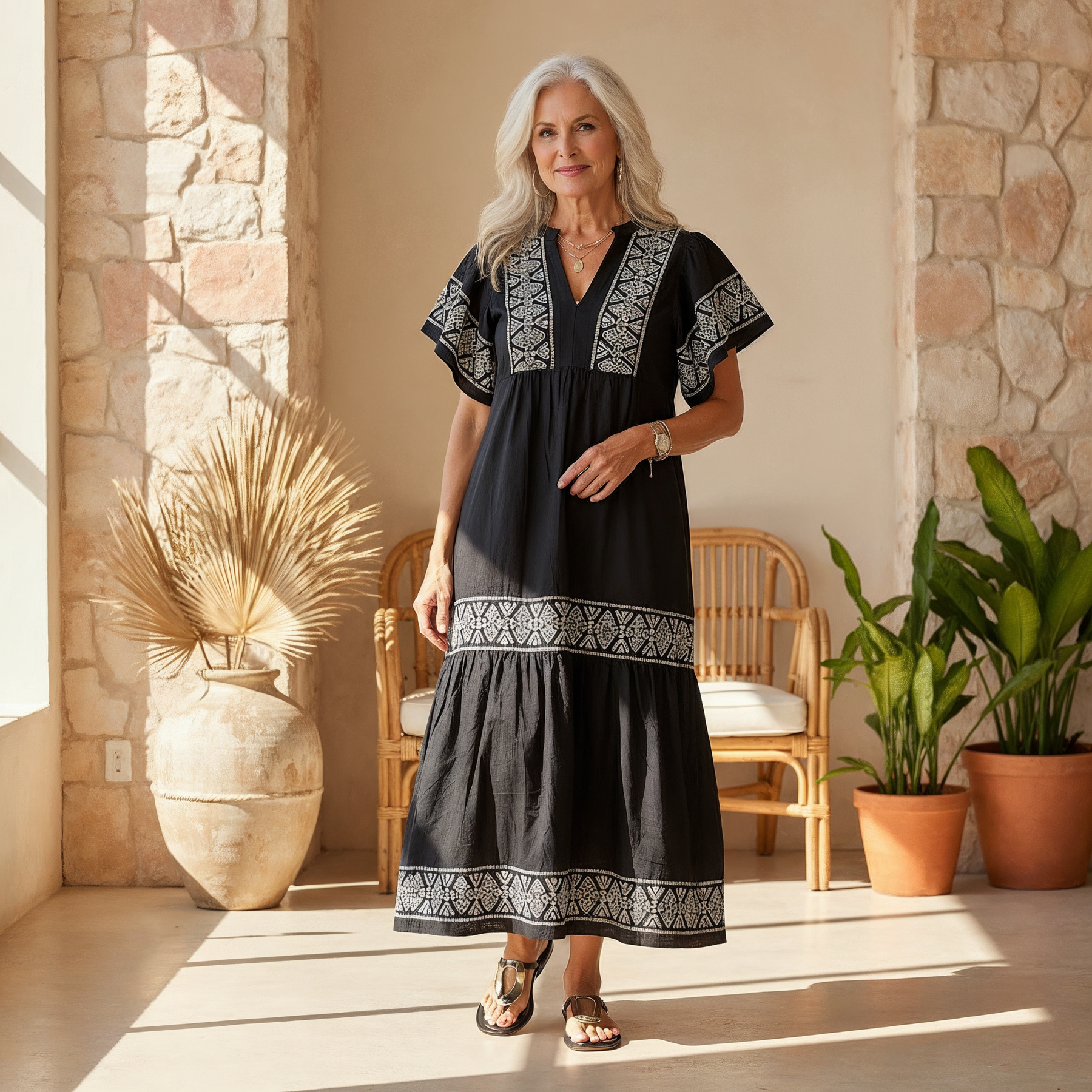 Alice | Women’s Summer Boho V Neck Midi Dress