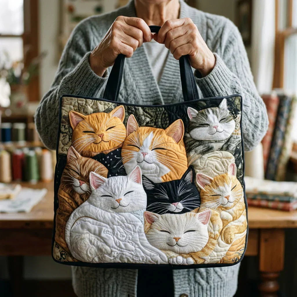 Artisan Quilted Bag - Sleeping Kittens