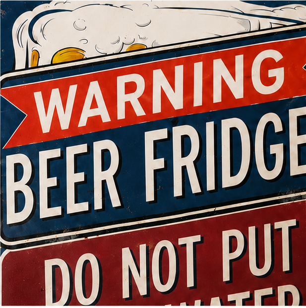 Fridgeboss – Warning Beer Fridge funny metal tin sign for man cave garage