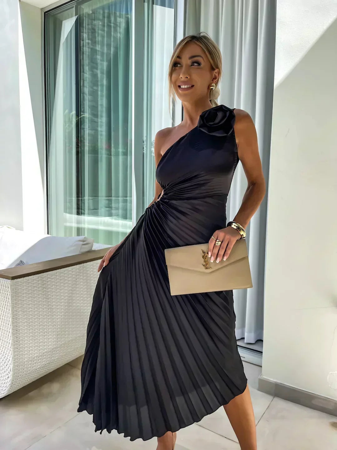 Eya™ | One Shoulder Elegant Floral Maxi Dress