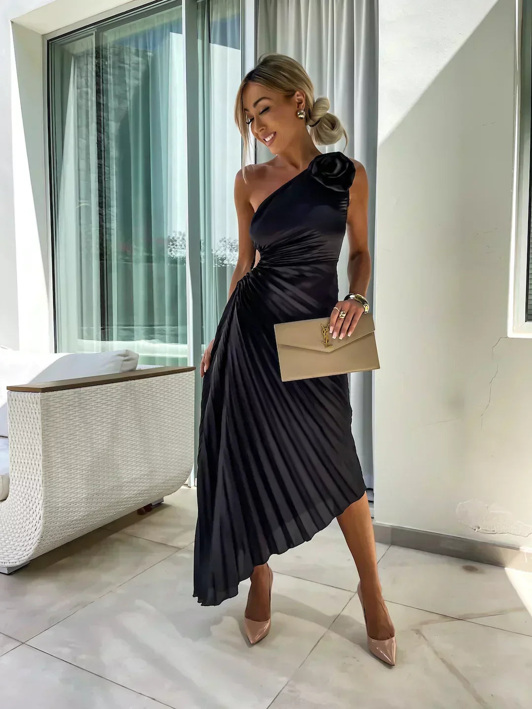 Eya™ | One Shoulder Elegant Floral Maxi Dress