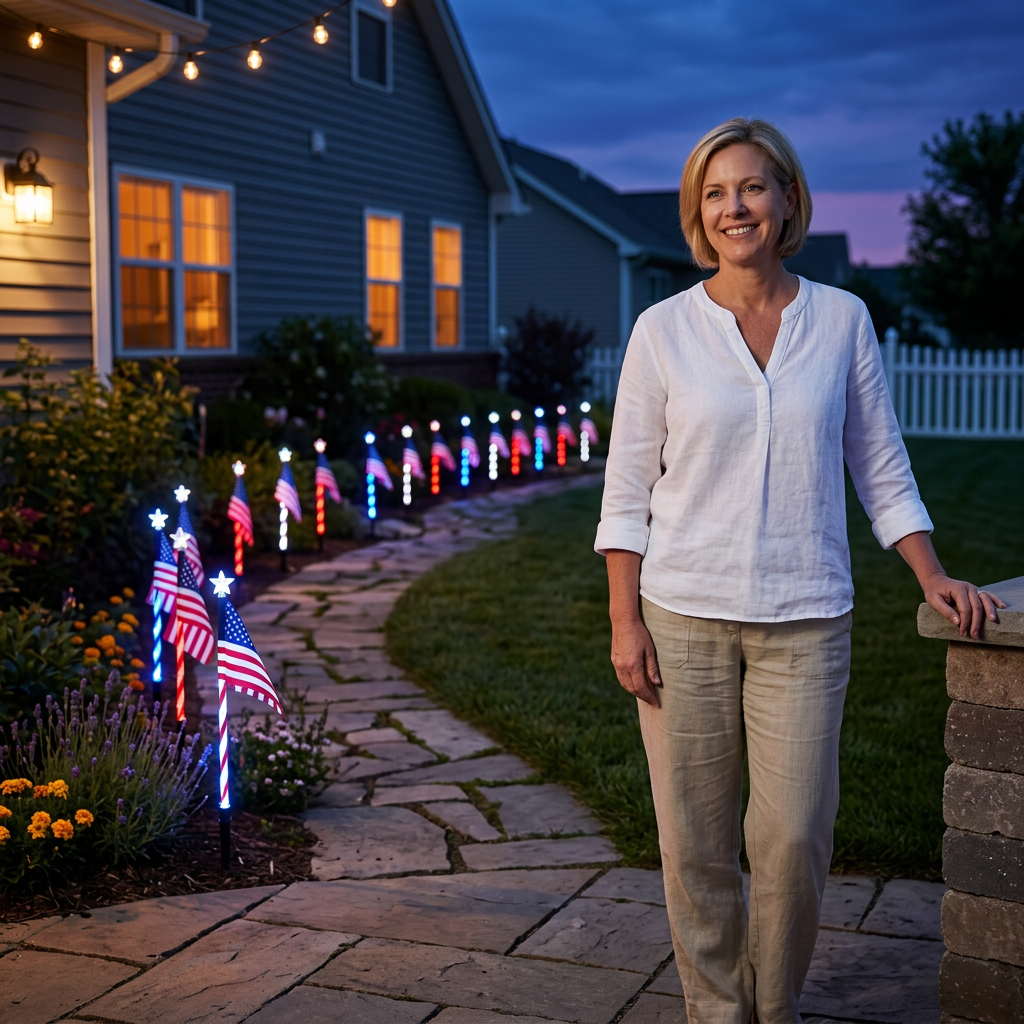 Glorimora – Solar American Flag Pathway Lights
