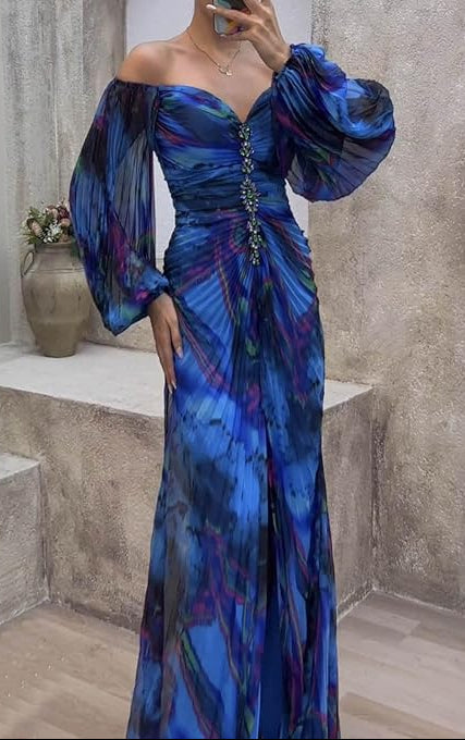 Pleated Long Evening Dress - Timeless Elegance