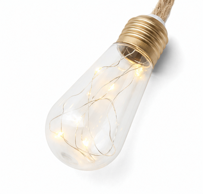 Glowvine – Solar Hemp Rope String Lights with Vintage LED Bulbs