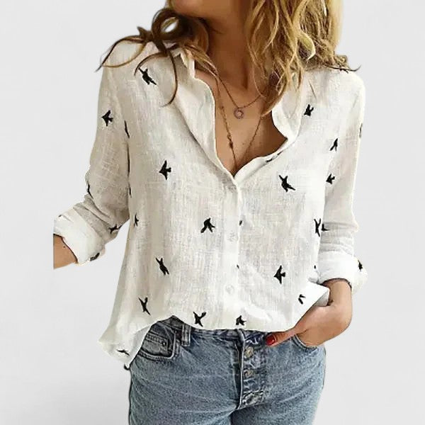 Faith | Women’s Linen V Neck Button Blouse