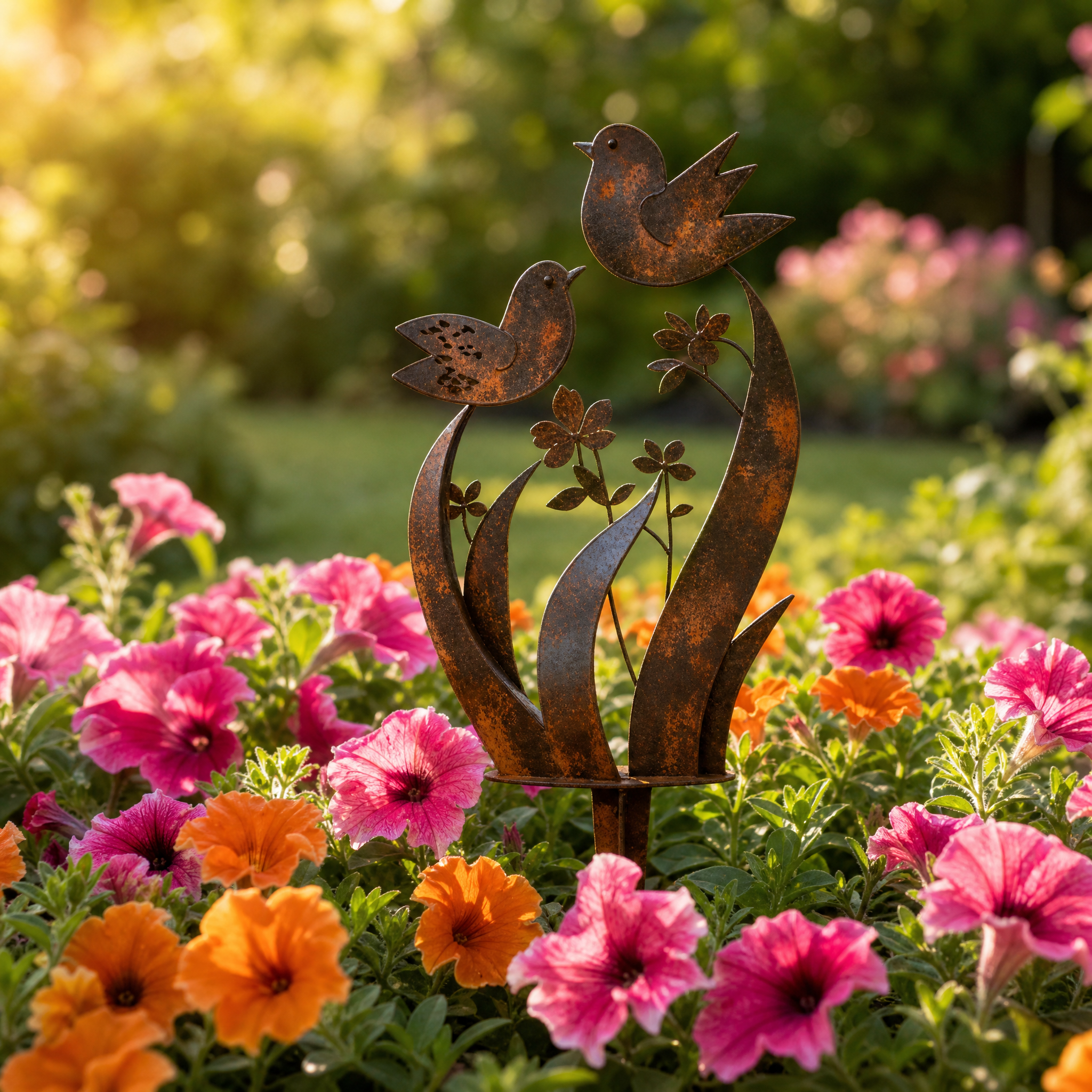 Lark & Iron – Rustic Bird & Wildflower Garden Stake