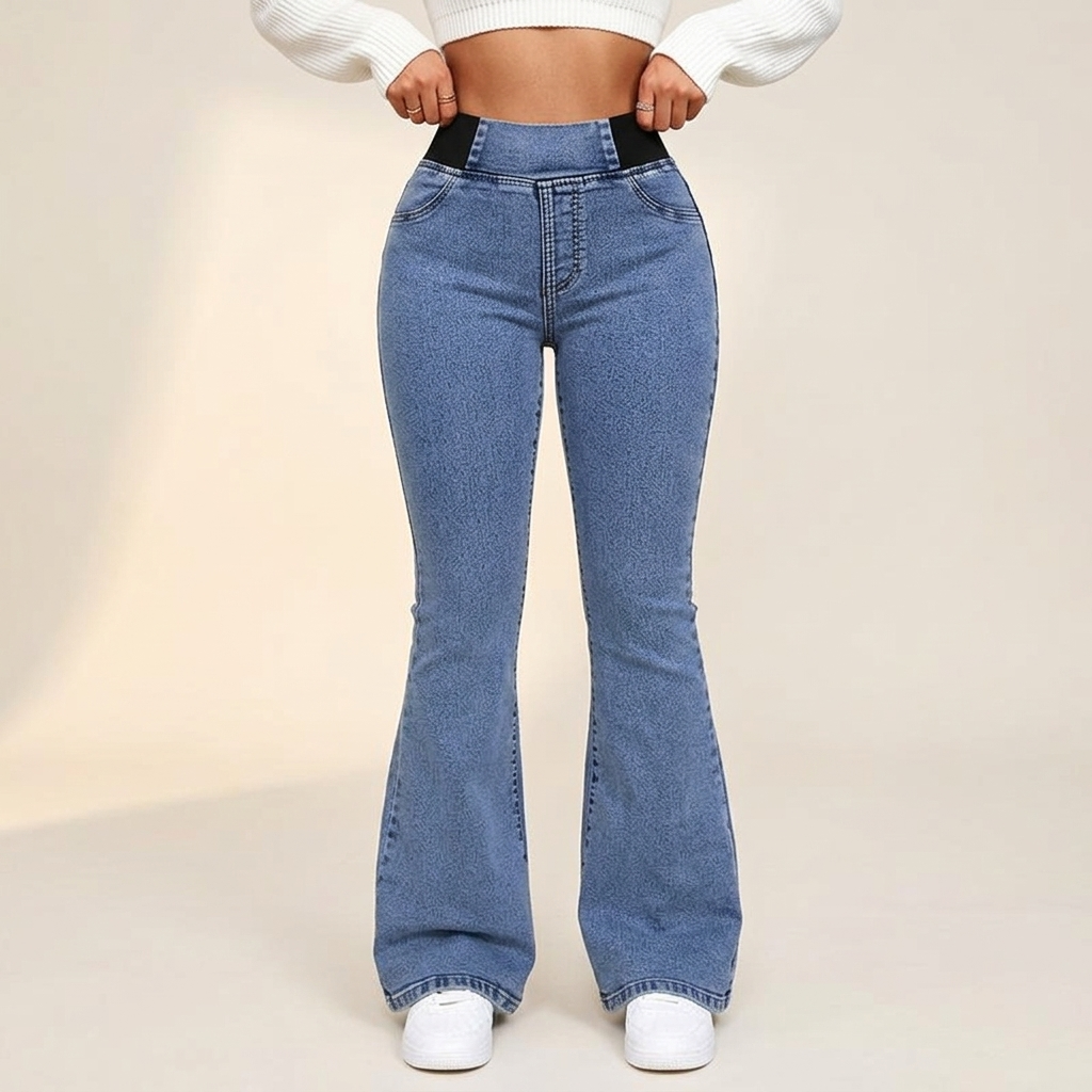 Curvela – Women's High Waist Stretch Flare Jeans