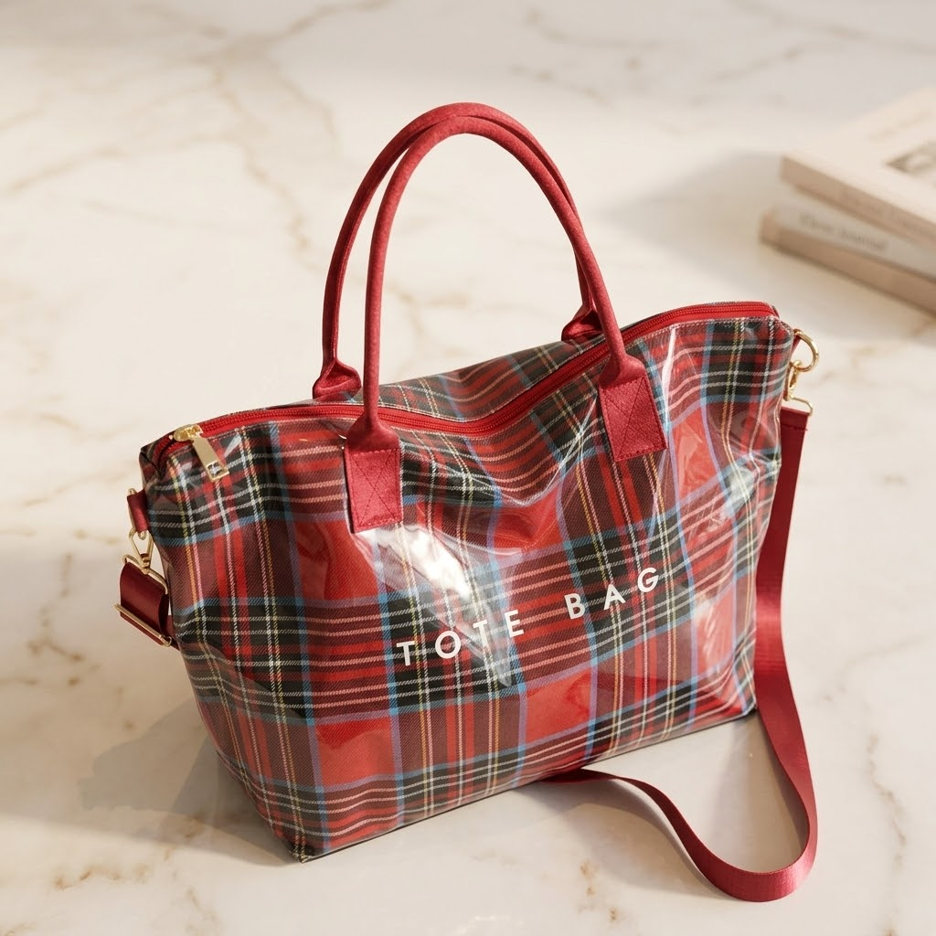 Carroway – Glossy Checkered Tote Bag