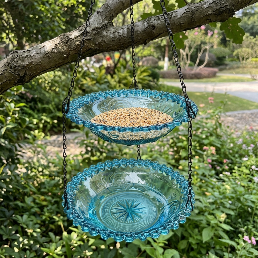 Avielle – Vintage Hanging Bird Feeder and Bath