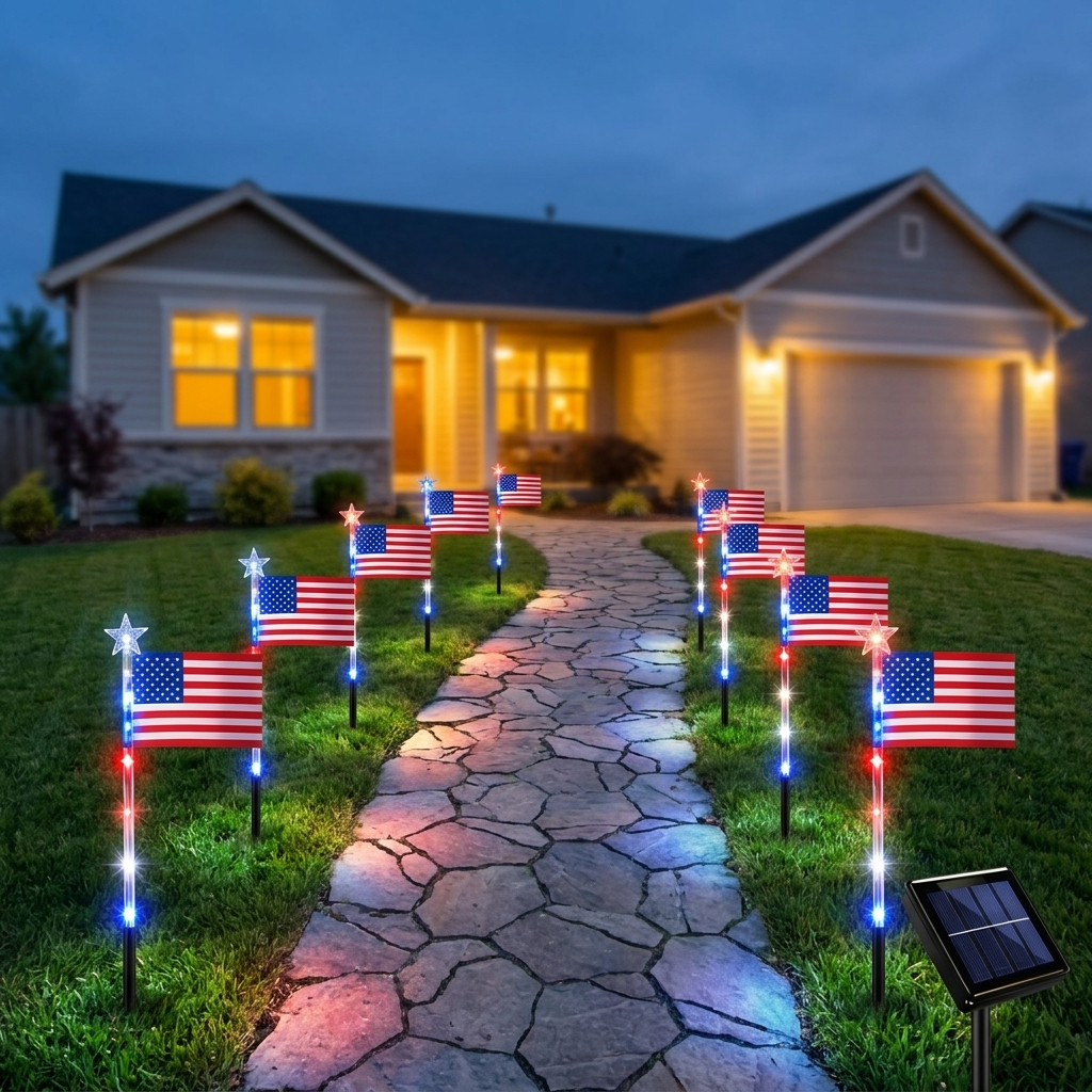 Glorimora – Solar American Flag Pathway Lights