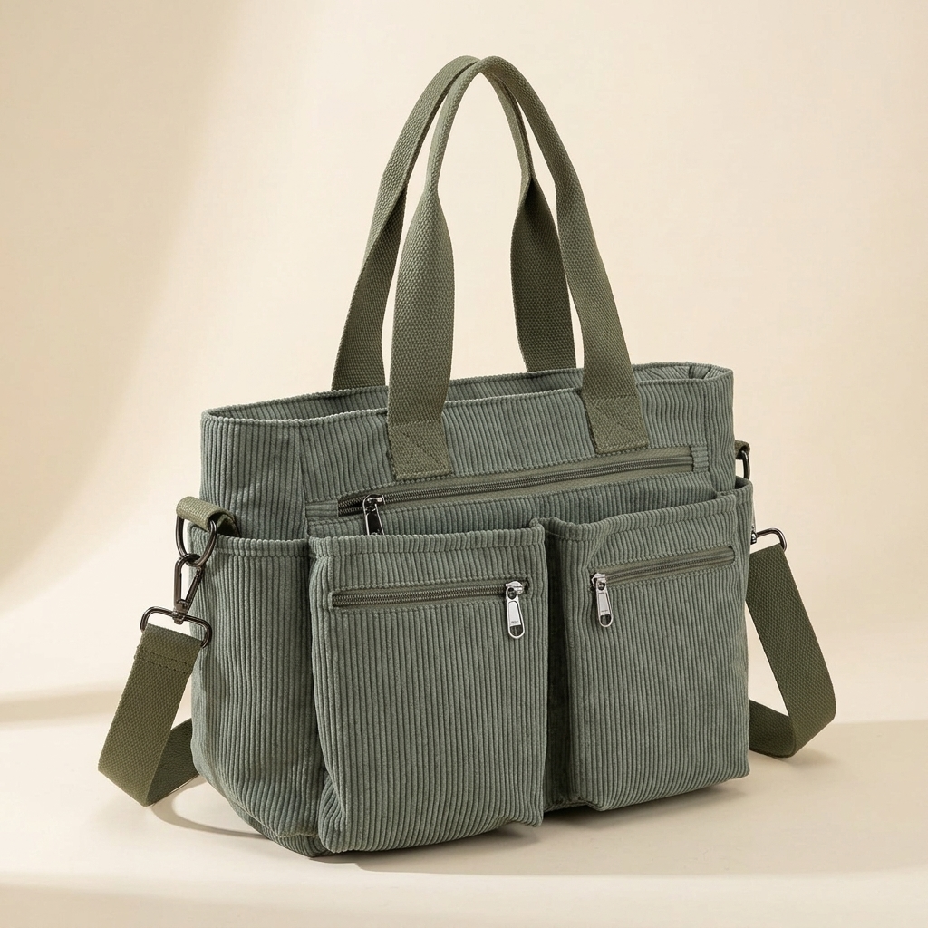 Clovera – Multi Pocket Corduroy Shoulder Bag