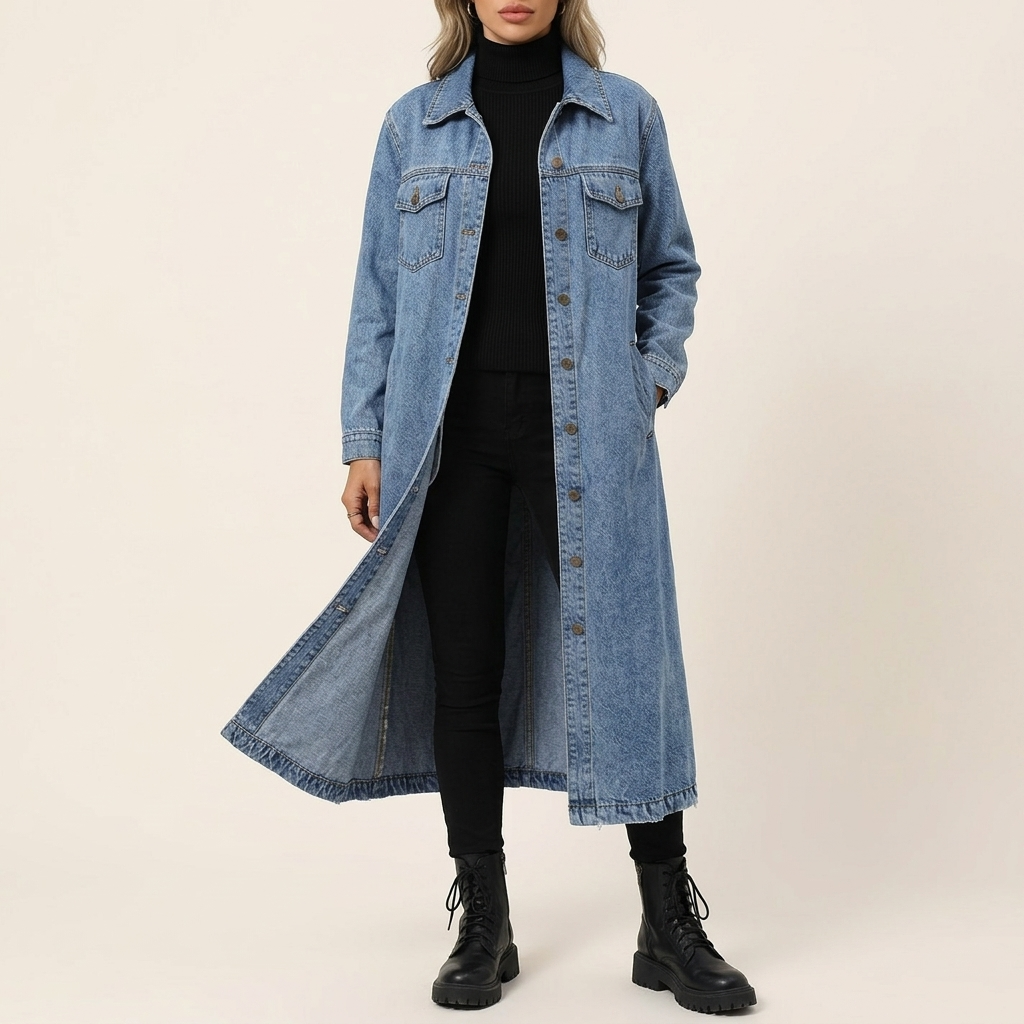 Denara – Longline Oversized Denim Coat