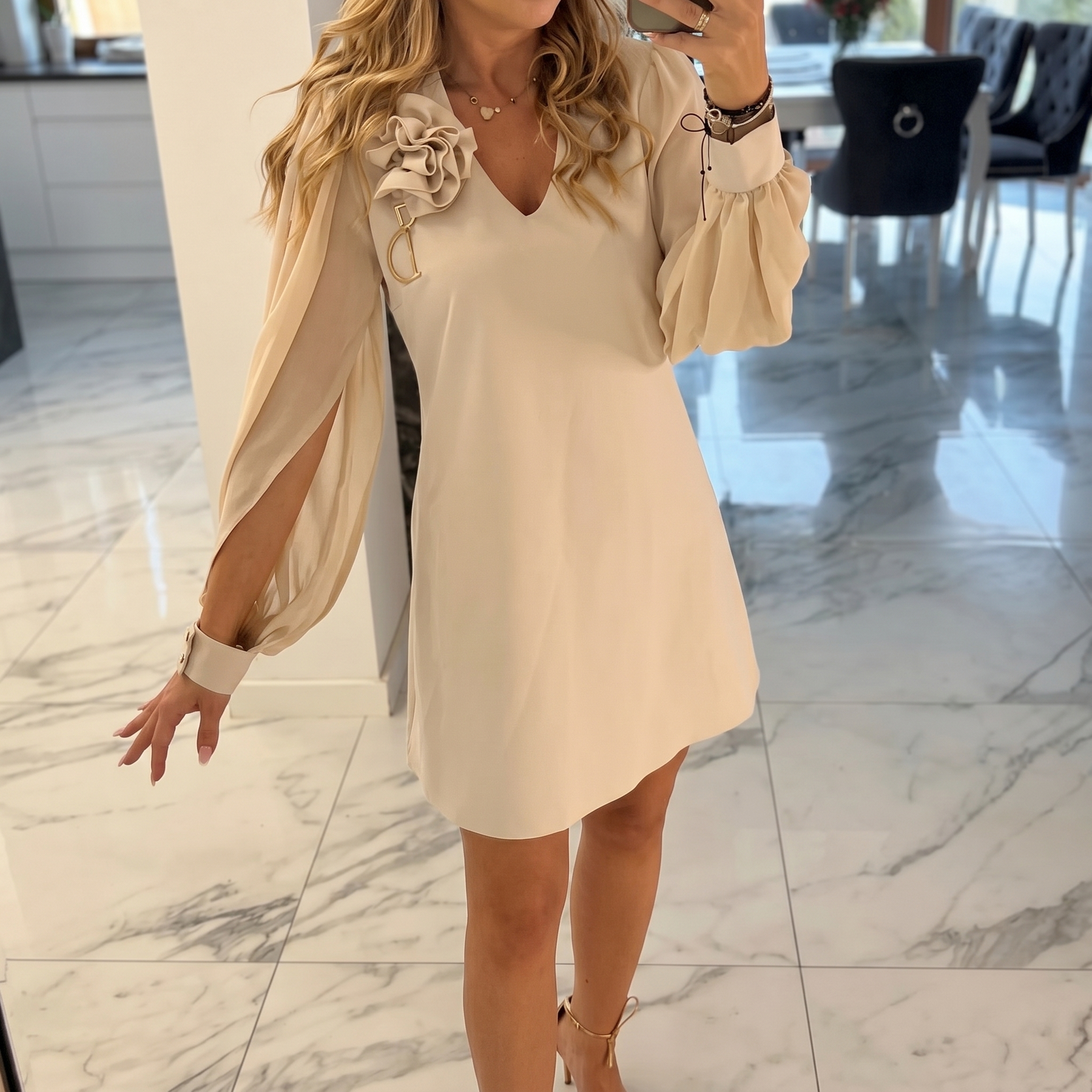 Florelle – Women's Rosette Shoulder Mini Dress