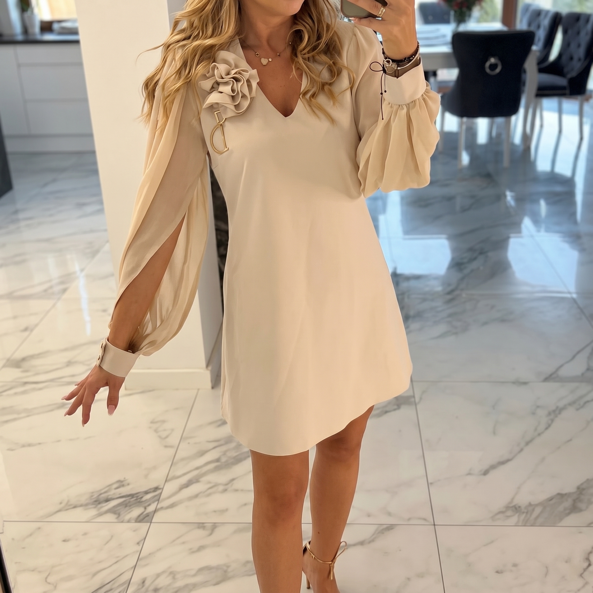 Florelle – Women's Rosette Shoulder Mini Dress