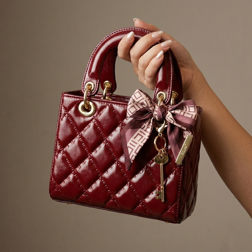 Belaire – Quilted Handbag with Silk Scarf Handles