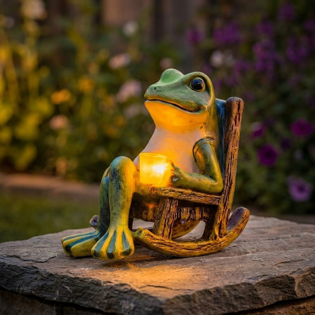 Glowfrog - Glowing Garden Frog in Rocking Chair