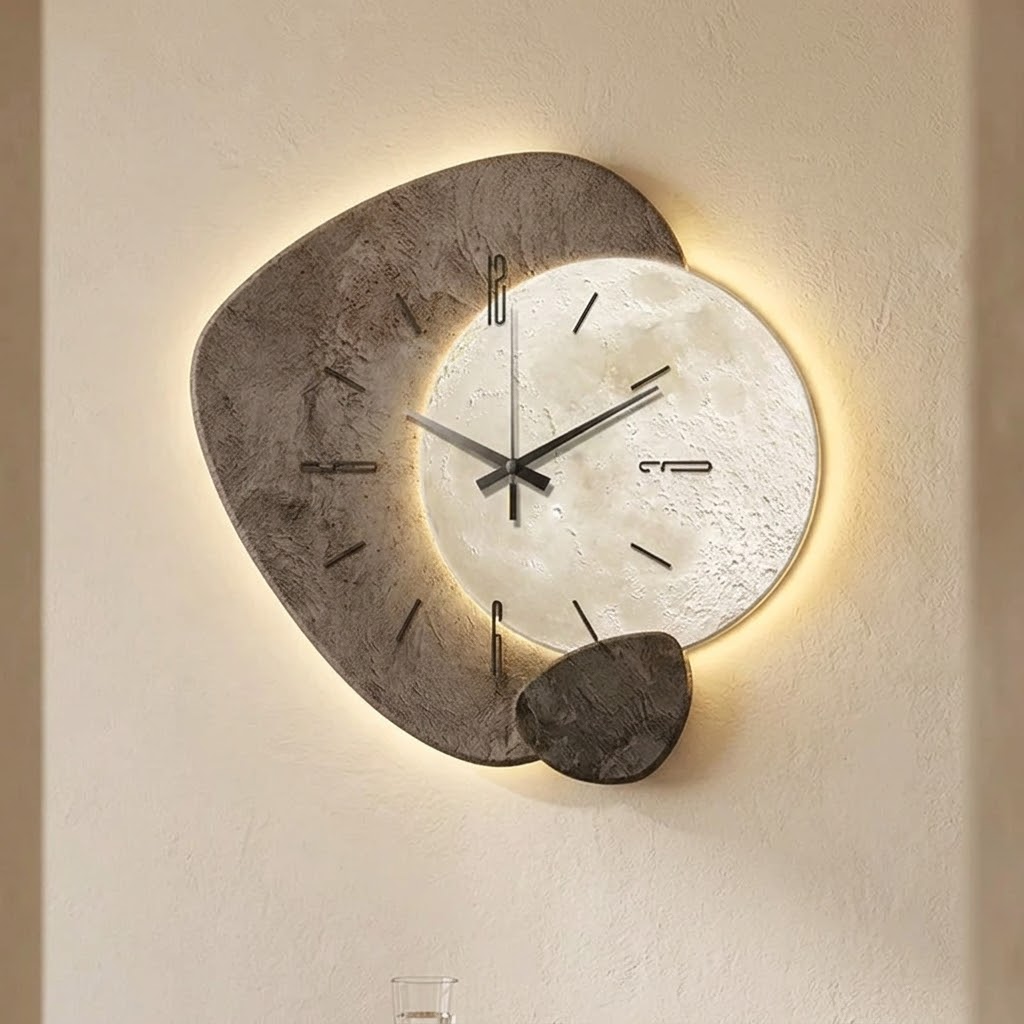 Lunara – Moon-Lit Wall Clock with Warm Backlight