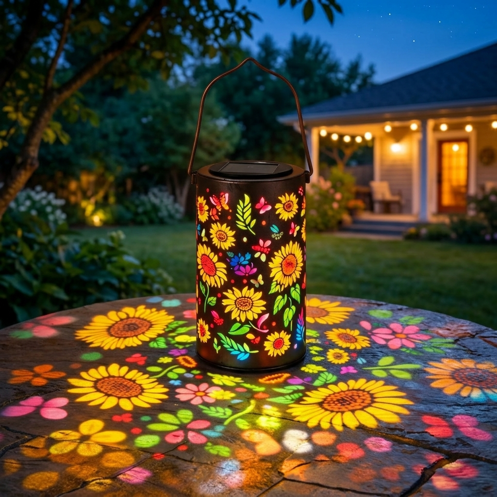 Bloomara – Solar Sunflower Lantern with Colorful Light Patterns