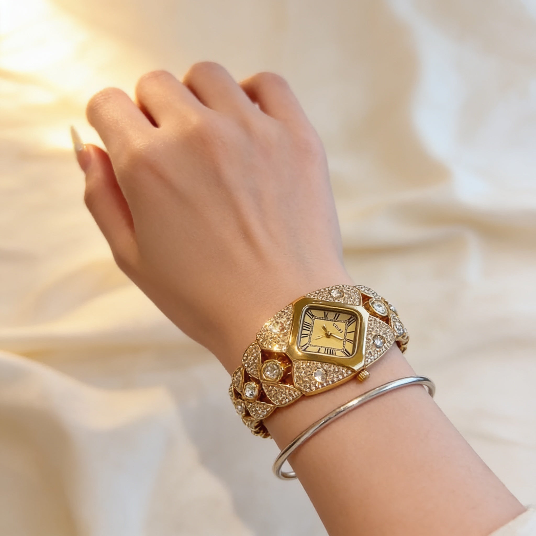 Lastfive – Rhombus Crystal Dial Link Bracelet Watch