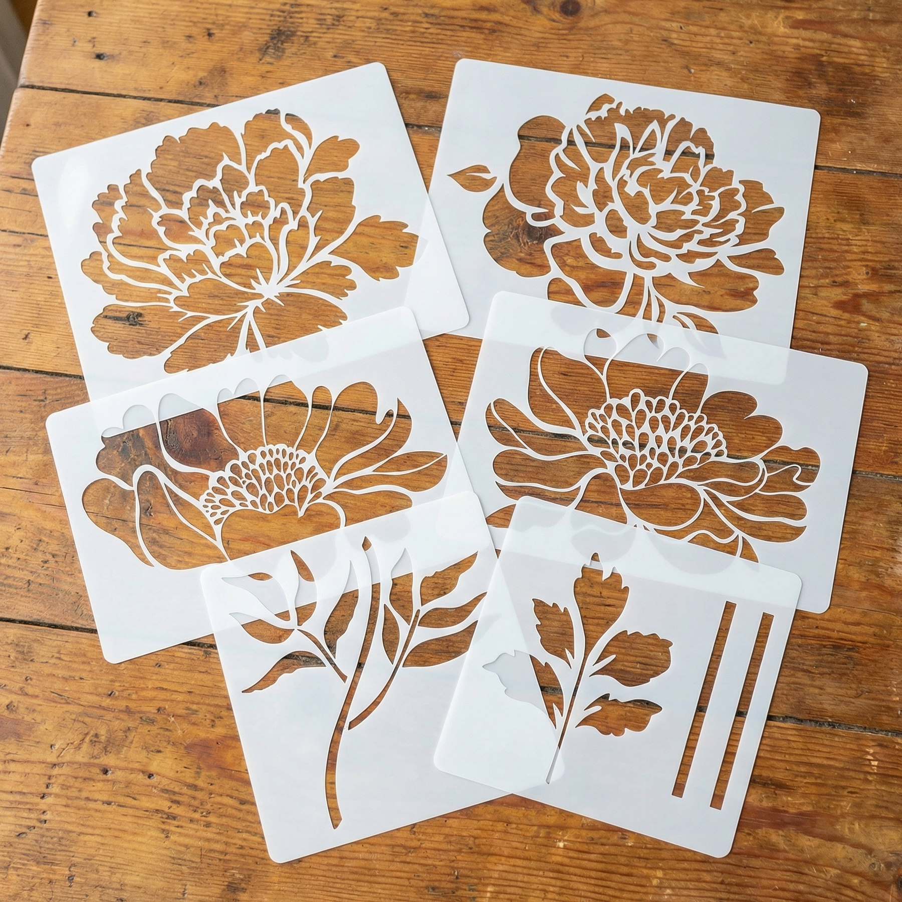 Florenza – Large Reusable Flower Stencils (Set of 6)