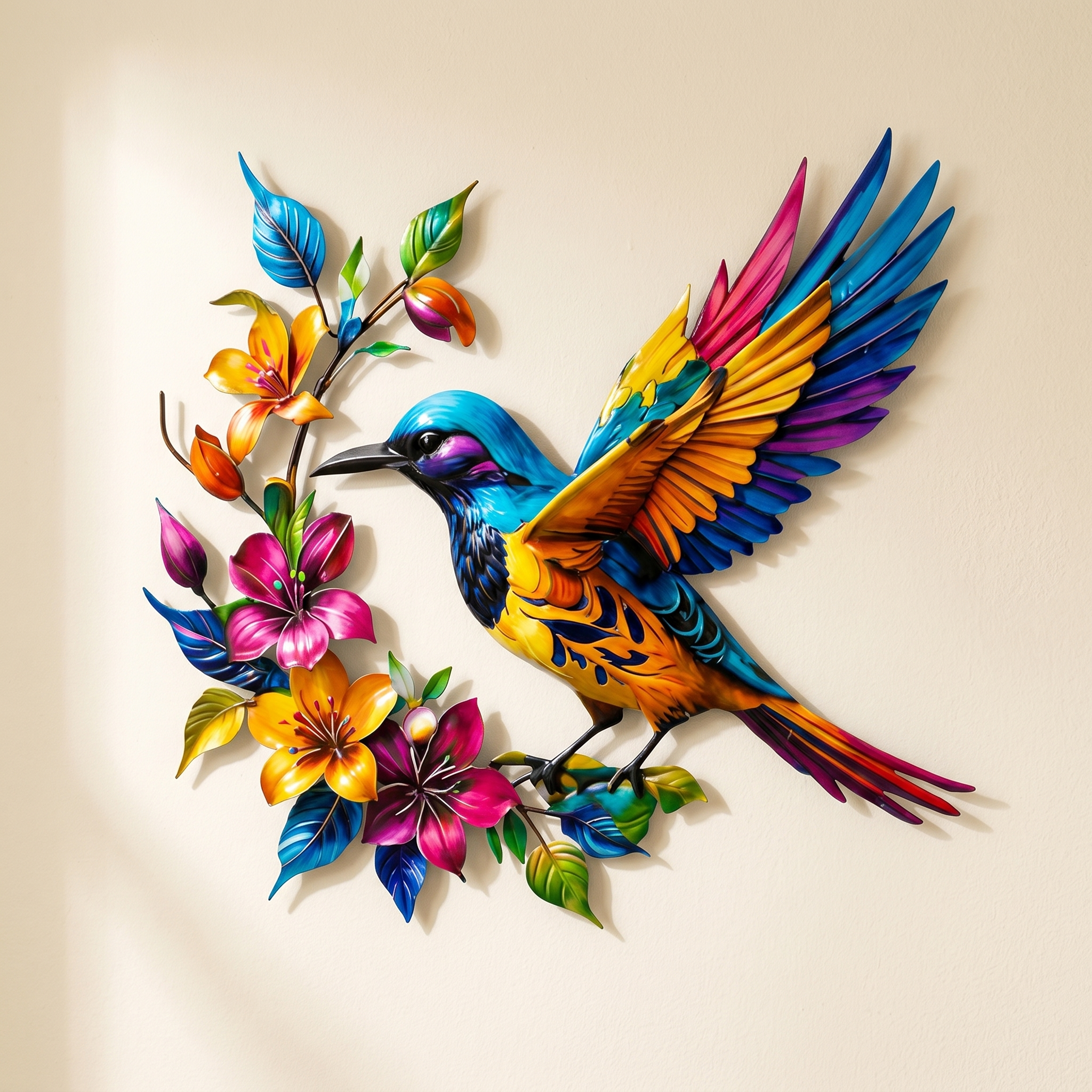 Bloomfinch – Hand-Painted Metal Hummingbird Wall Art