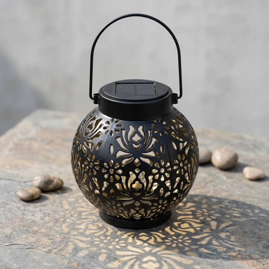 Lumivine – Solar Hanging Lantern with Floral Shadow Art