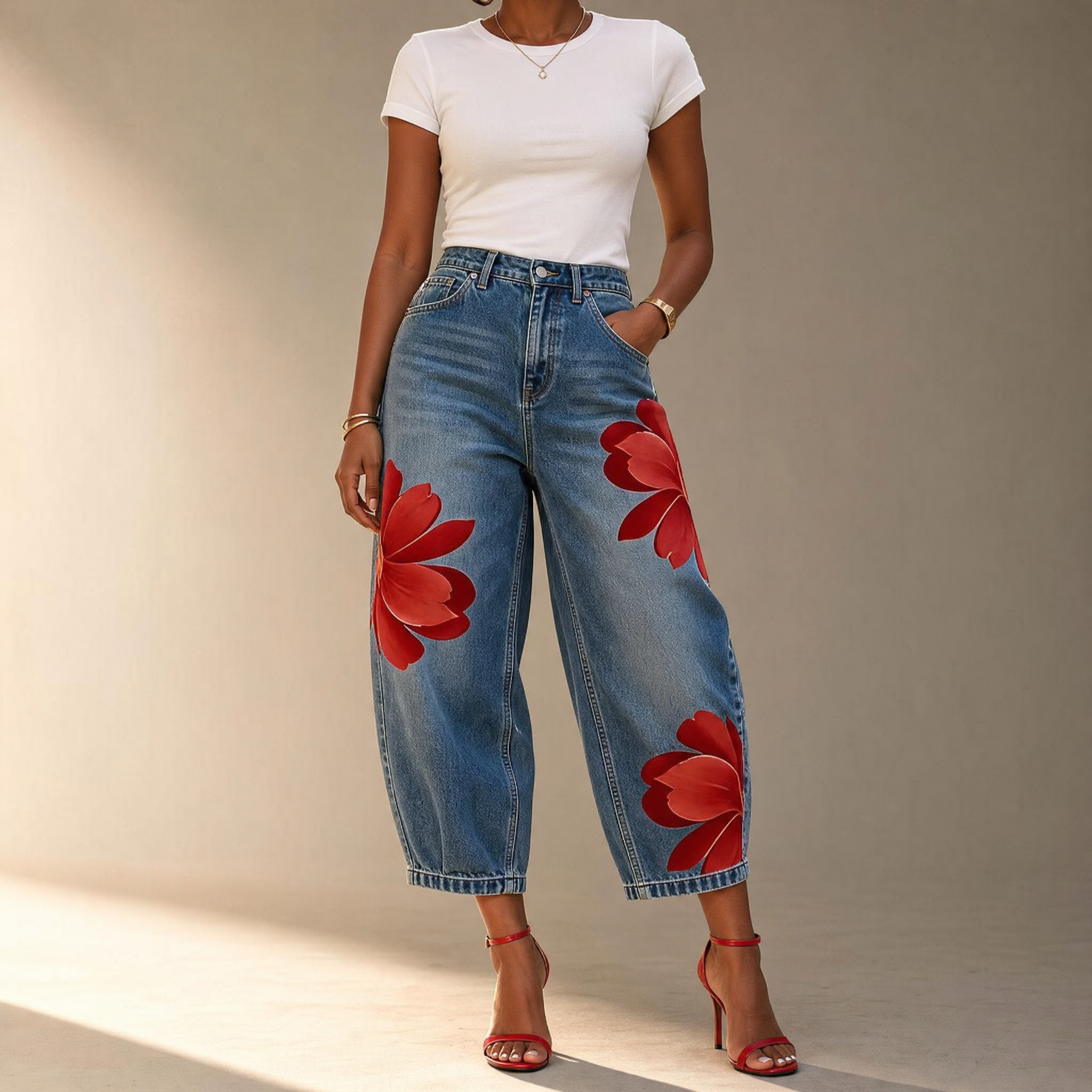 Florenza – Women's Bold Floral Wide-Leg Jeans