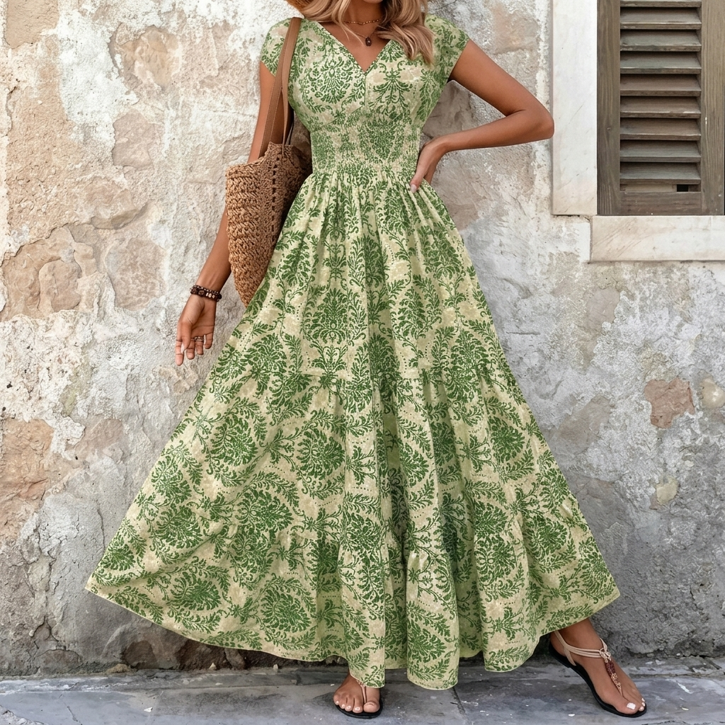 Florenza – Women's Smocked Floral Maxi Dress