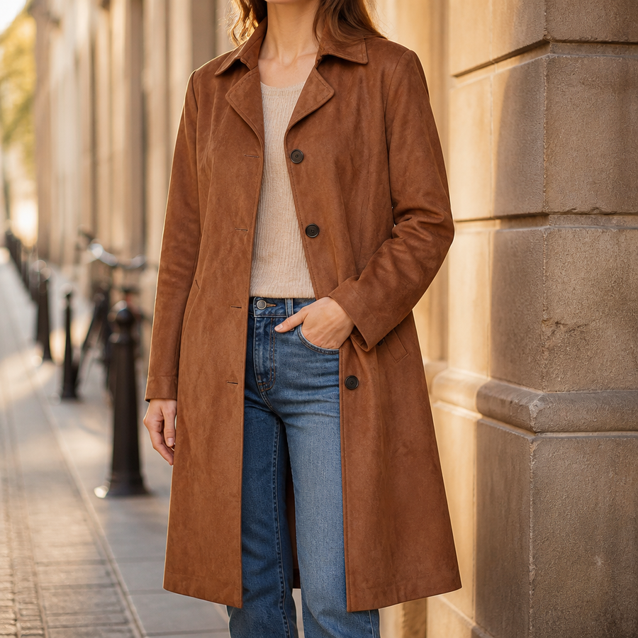 Draperie – Suede Trench That Moves With You, Not Around You
