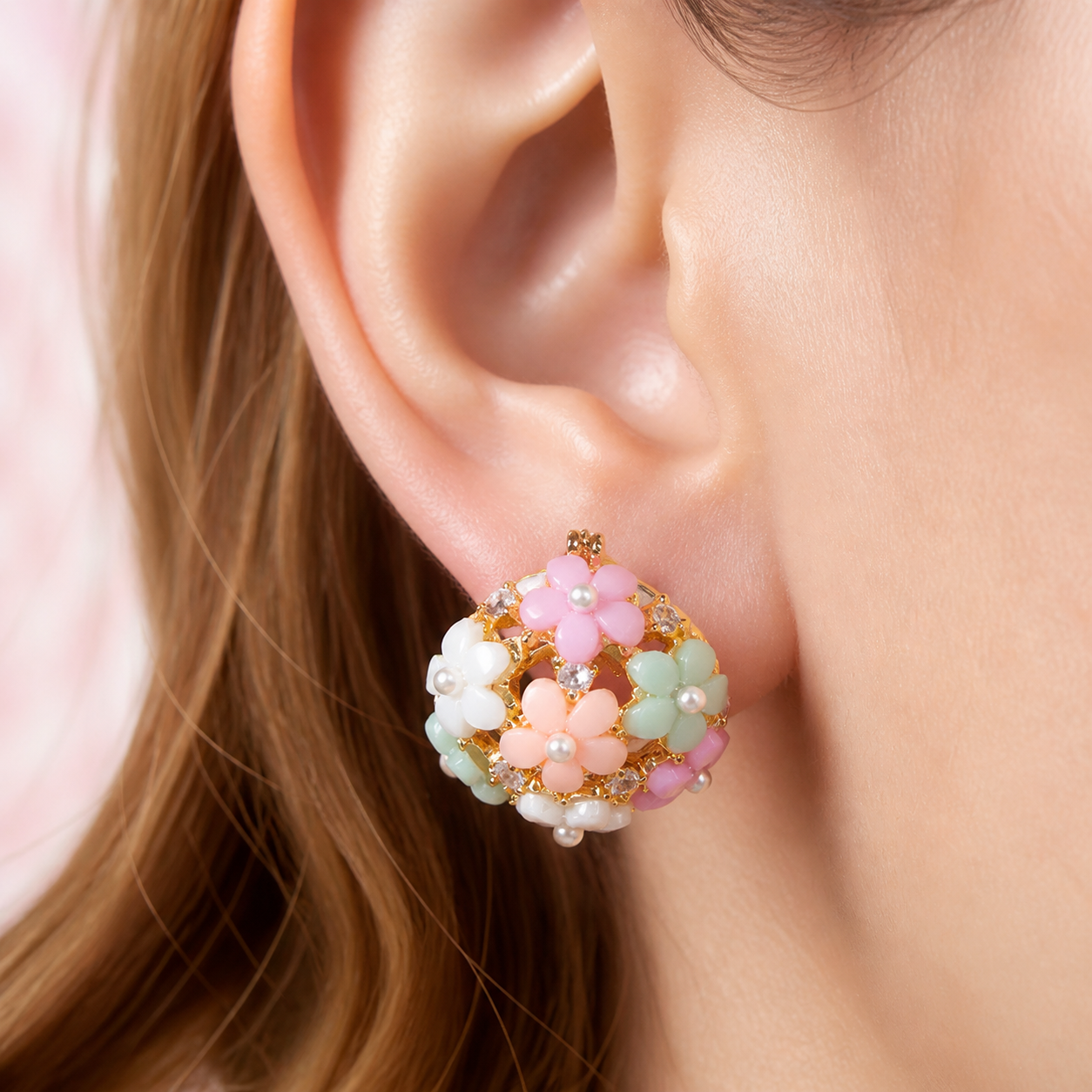 Florelle – Pastel Floral Cubic Zirconia Earrings