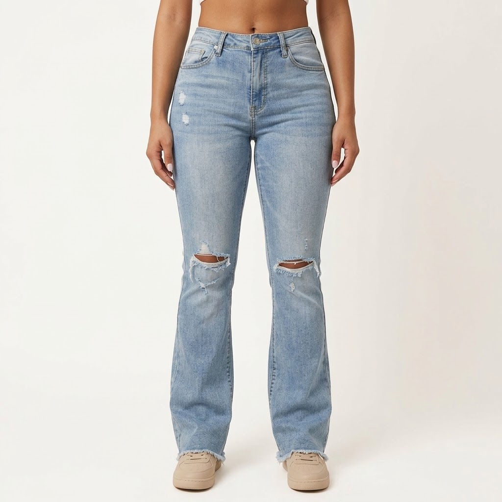 Denara – High Waist Ripped Flare Jeans