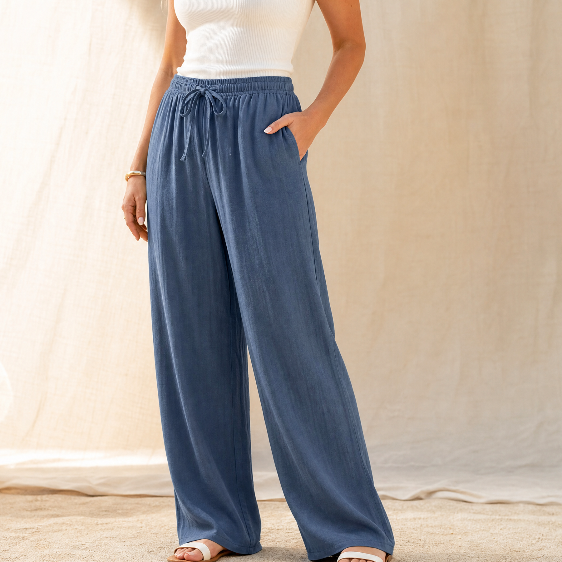 Linavia – Women's Breezy Wide-Leg Pants with Pockets