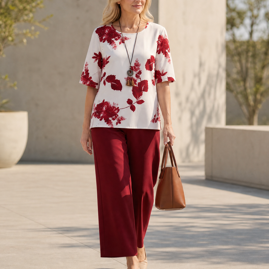 Avery – Women's Floral Top & Wide-Leg Pants Set