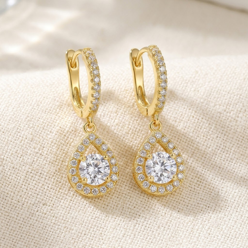 Lumiere – Crystal teardrop dangle hoop earrings