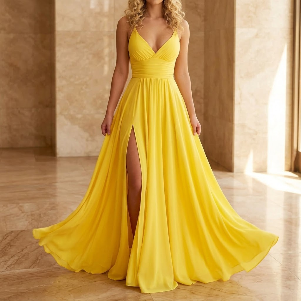 Florenza – Women's Flowing V-Neck Maxi Dress