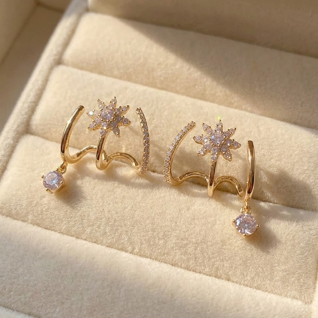 Luminelle – Gold Star Zircon Earrings