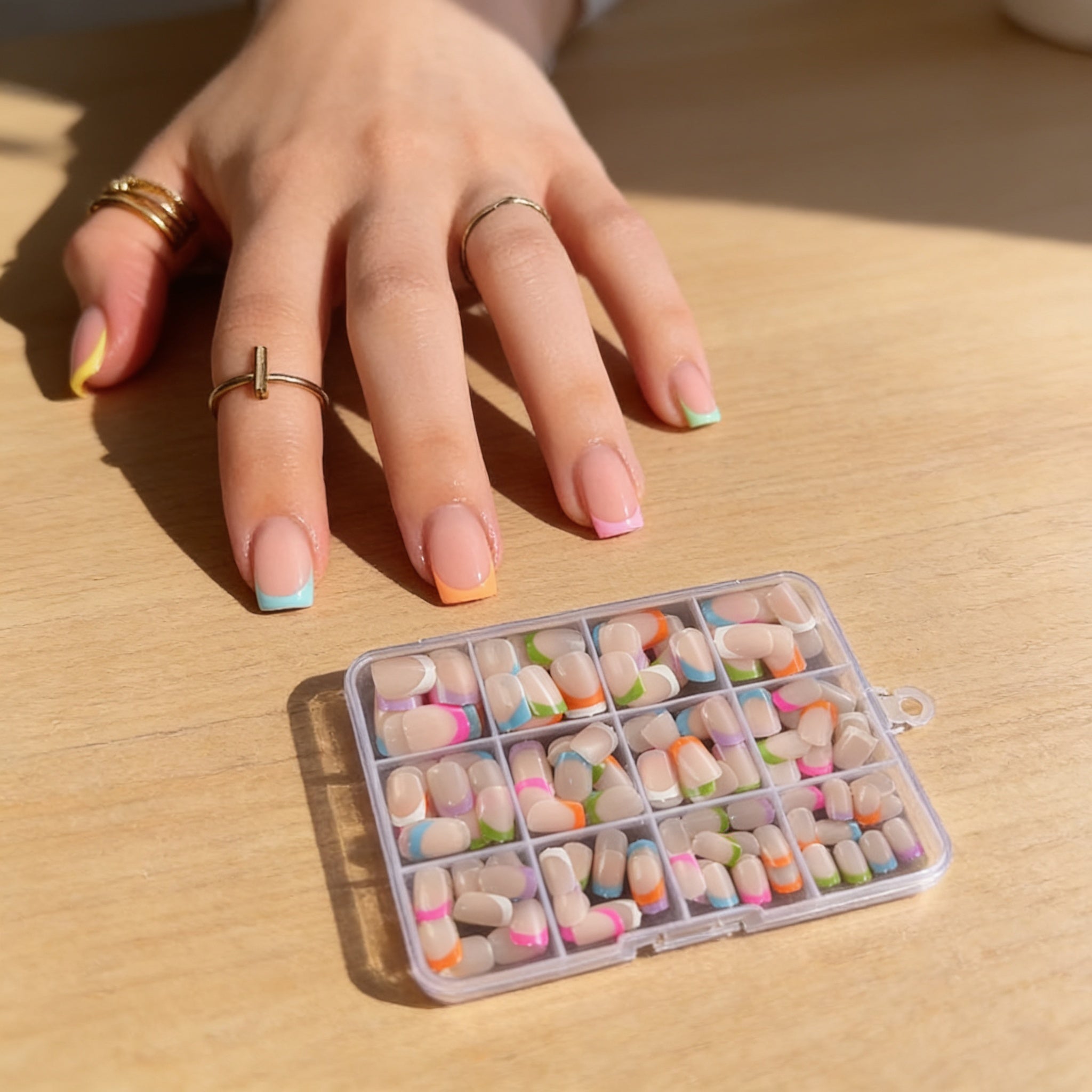 Frenchpop – Short Square Color French Tip Press-On Nails
