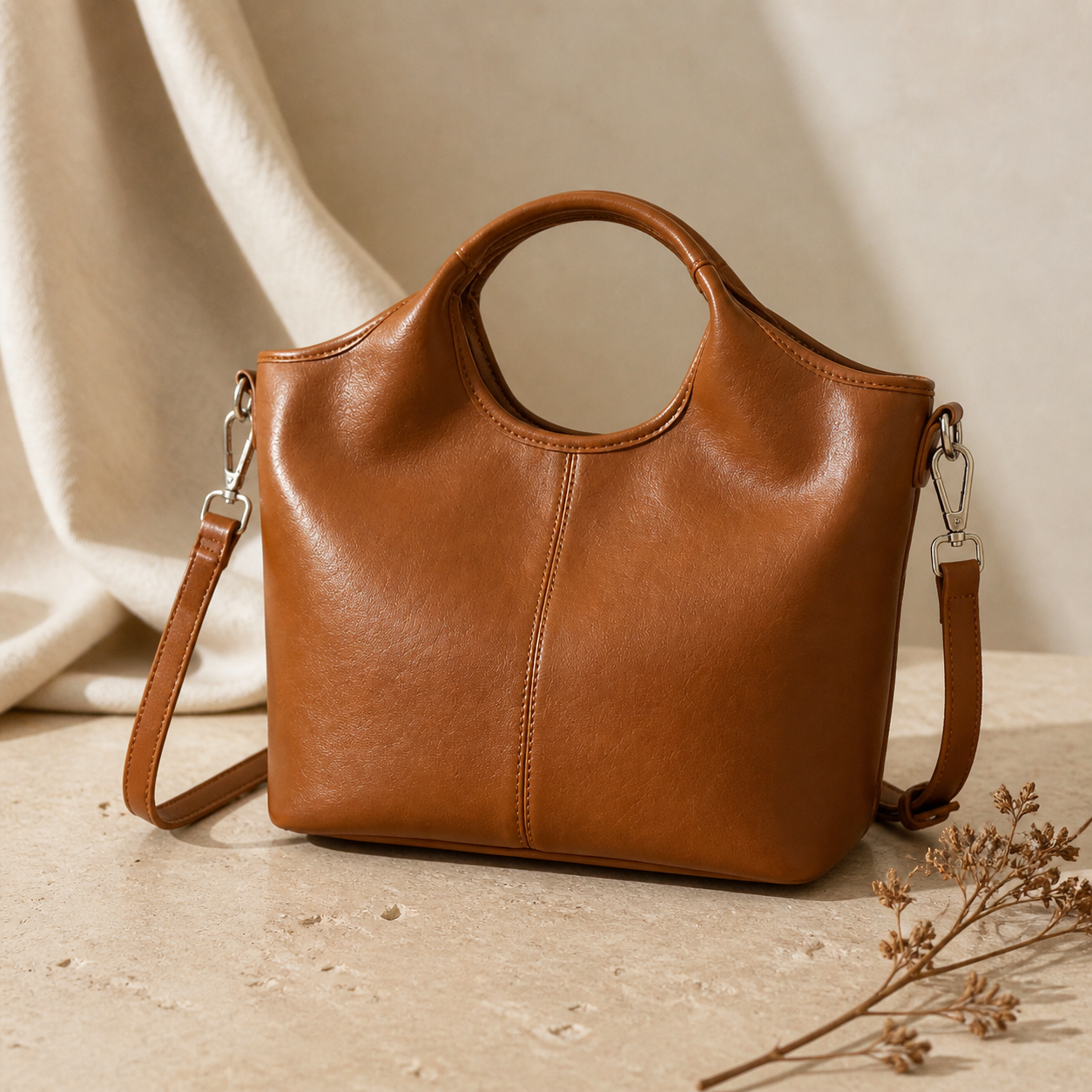 Halona – Sculpted Soft Leather Tote Bag