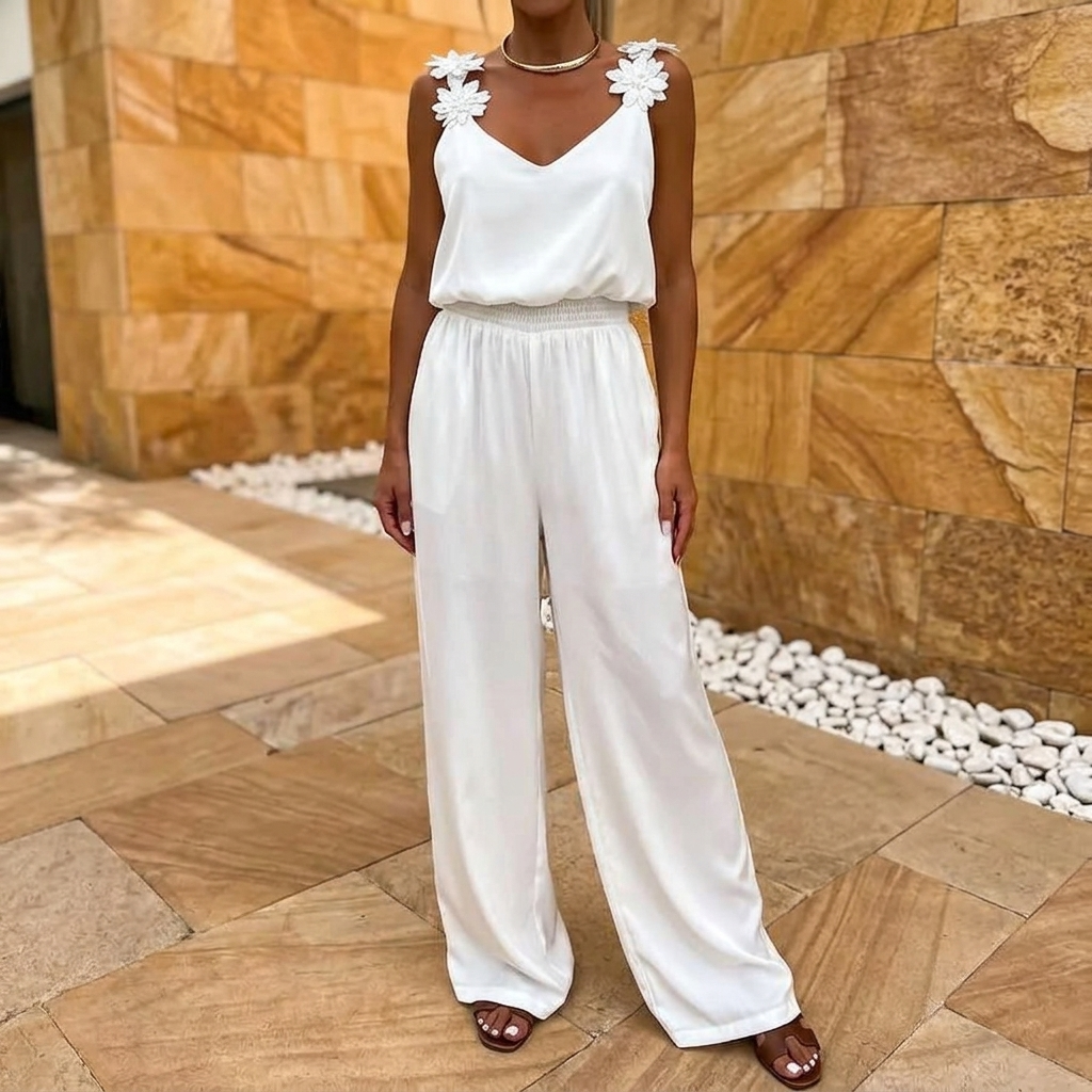 Floressa – Floral Strap Wide-Leg Jumpsuit